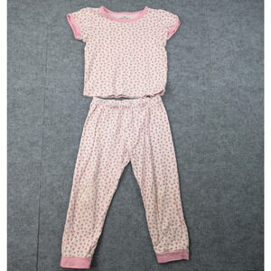 James & Lottie Pajama Set Kids Girls 7 Peach Graphic Print Pima Cotton Natural
